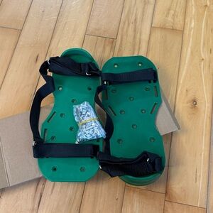 Green Yard Aerator Sandals with Black Straps
